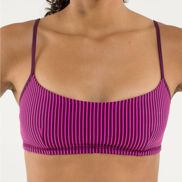 Lululemon Daily Bra Hyper Stripe Raspberry Glo Light / Plum - Picture 1 of 4